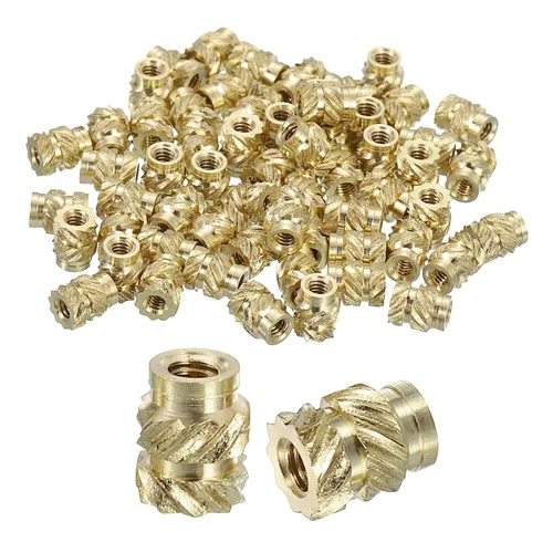 Vista 47 de uxcell Tuercas de inserción moleteadas, 100 piezas M1 x 1.5mm L x 2mm DE 3D Impresión de latón Tuercas de inserción roscadas hembras Insertos