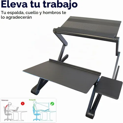 Vista 5 de Kit de conversión de escritorio vertical Workez para computadoras portátiles y de escritorio, Negro