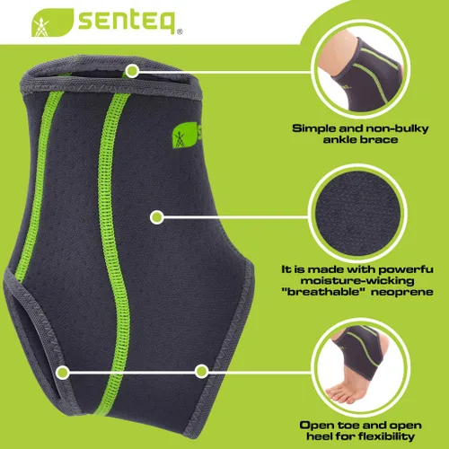 Vista 6 de SENTEQ Tobillera para hombres y mujeres, soporte de compresión para esguinces de tobillos y fascitis plantar, manga delgada de neopreno elástico