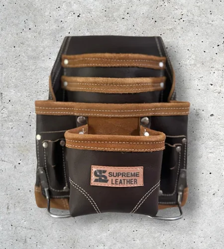 Vista 5 de Bolsa de herramientas de cuero Supreme Leather para construcción, bolsa de herramientas de carpintero, bolsa para electricista 10 bolsillos, 2