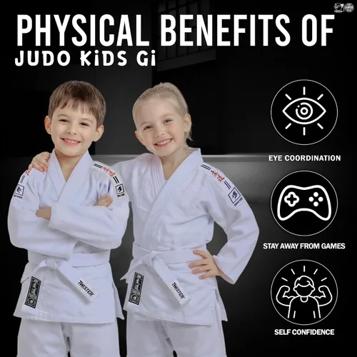 Vista 8 de Judo Gi Black Tiger Judo Uniforms Gi M/O Premium Quality Cotton Grain Cloth 450GRM, con cinturones gratis