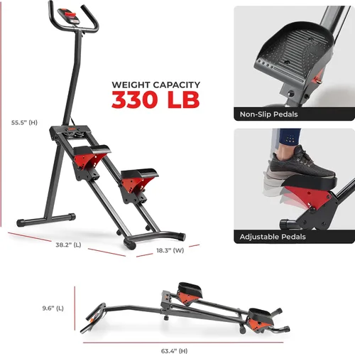 Vista 7 de Sunny Health & Fitness Foldable Stair Climber with Extended Step Range 1. Rojo