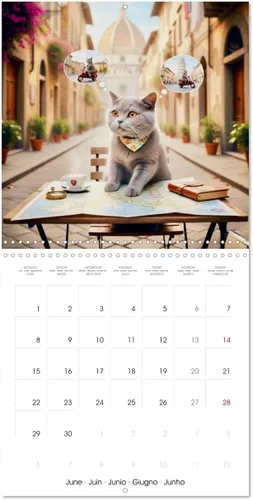 Vista 9 de Le duc gris en voyage (Calendrier mural carré 2026 11.8 x 23.6 in (ouvert)) Calendrier double with une page pour vos prises de notes