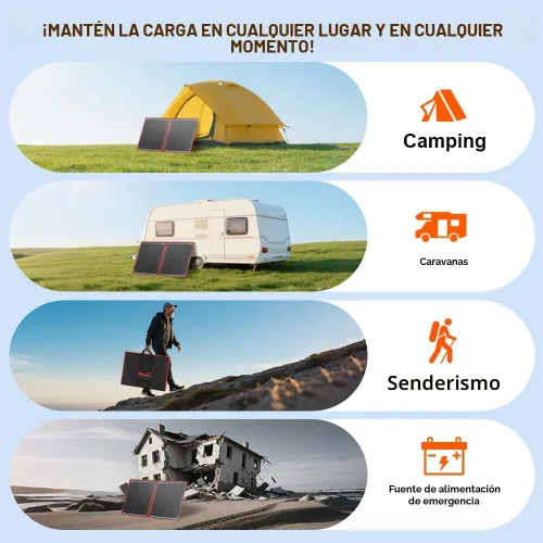 Vista 8 de Dokio XX panel solar monocristalino, plegable, de 12 voltios