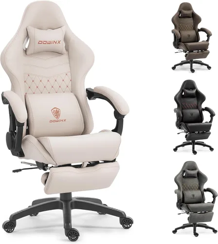 Vista 9 de Dowinx Silla de Juego Grande y Alta, Sillas de Videojuego con Reposapiés, Sillas de Juego de PC para Adultos - Silla Gamer Ergonómica Reclinable