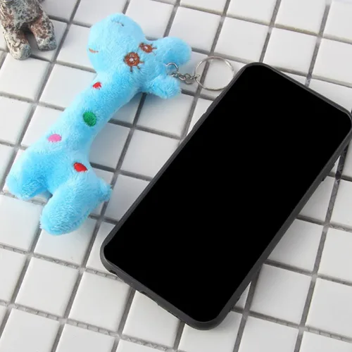 Vista 3 de Toyvian Mini llaveros de jirafa de animales de peluche, dijes de animales para bolsas, llaves, decoración colgante, color al azar