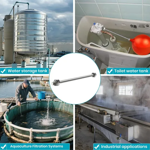 Vista 6 de Varilla de acero inoxidable de 6 pulgadas para válvula de flotador, diámetro de 1/5 pulgadas con roscas de 1/4 a 20, compatible con válvulas