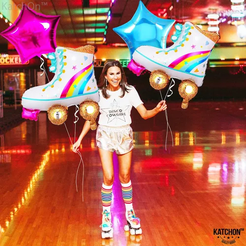Vista 8 de KatchOn, Juego de globos de patinaje sobre ruedas, paquete de 4, globos de patinaje, globos de neón, globos grandes de bola de discoteca