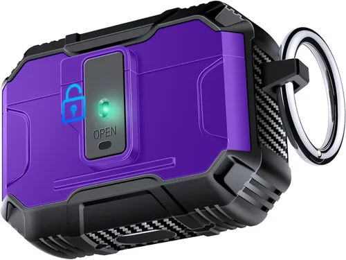 Vista 35 de Amoured AutoPOP - Funda para AirPods Pro de 1ª generación con cerradura y llavero, protección resistente de 360° y mecanismo de apertura de 1 clic
