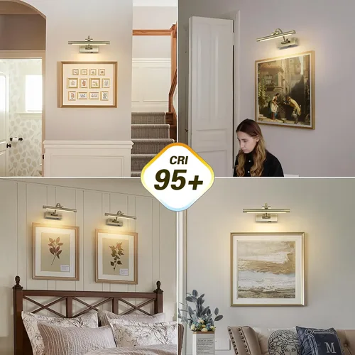 Vista 2 de DESOOP - Luces inalámbricas recargables para cuadros, iluminación de galería, luz de marco de fotos con batería, control remoto y temporizador, luz