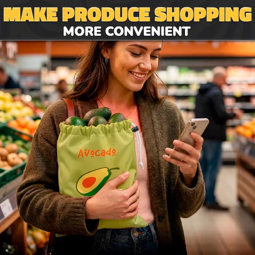 Vista 6 de Avocado Storage Bag, 13.8 x 10.6 in, Reusable Produce Bags for Fridge Avocado Green
