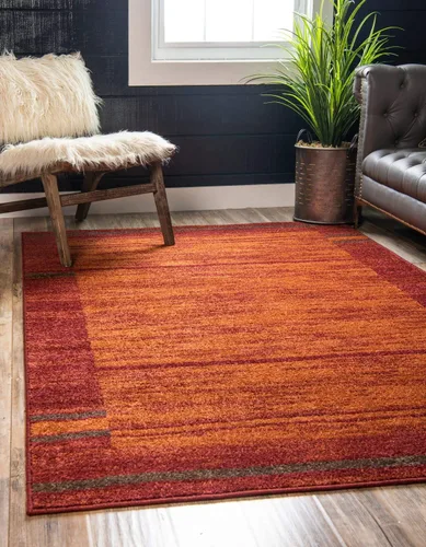 Vista 17 de Unique Loom Autumn Collection - Tapete abstracto, informal, moderno y contemporáneo (borde marrón y beige, 2 x 3 pies, rectangular)
