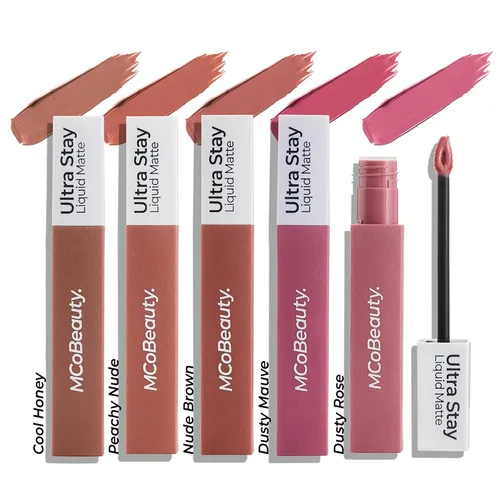 Vista 5 de MCoBeauty Ultra Stay - Lápiz labial líquido mate, color malva polvoriento, para mujer, lápiz labial de 0.16 onzas Arándano