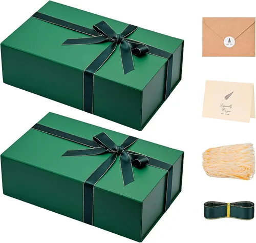 Vista 49 de LIFELUM Square Gift Box with Magnetic Lid, Card, Sticker, Ribbon, Shredded Paper Filler for Business, Wedding, Birthdays
