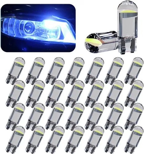Vista 7 de Paquete de 30 bombillas LED para coche 194, 0.36W 12V T10 6000K luces interiores, bombillas LED COB 168 2825 W5W cuña, reemplazo universal para luz