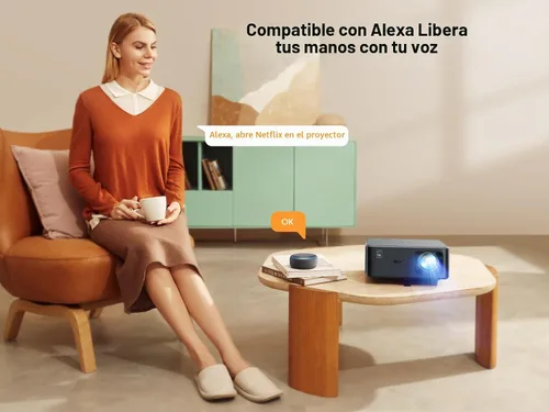 Vista 7 de Proyector 4K con Google TV, YABER K2s WiFi 6 Bluetooth, Sonido de JBL, Audio Dolby, Enfoque Automático y Keystone, Proyector de Película al Aire