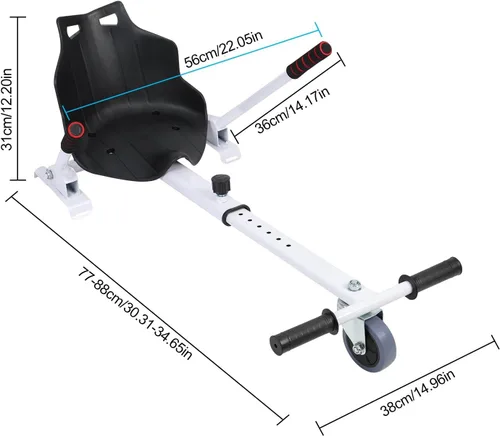 Vista 8 de Accesorio para asiento de aeropatineta, accesorio para aeropatineta, Go Kart, compatible con aeropatineta de 6.5 pulgadas, 8 pulgadas, 10 pulgadas
