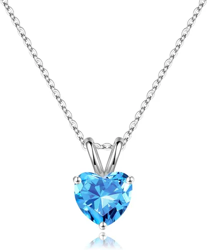 Vista 40 de SMILEST Dainty Heart Birthstone Necklace for Women, 925 Sterling Silver 01-enero-granate rojo