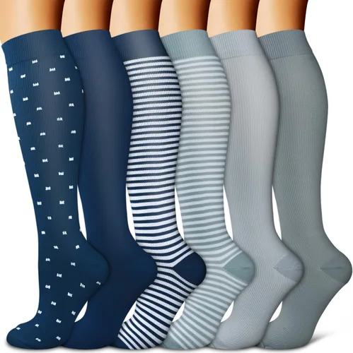 Vista 43 de Copper Compression Socks for Women & Men (6 pairs) - Best Support for Nurses, Running, Hiking, Recovery 01 Rayas Negras