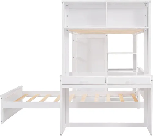 Vista 5 de Mera Cama tipo loft de tamaño individual (blanco)