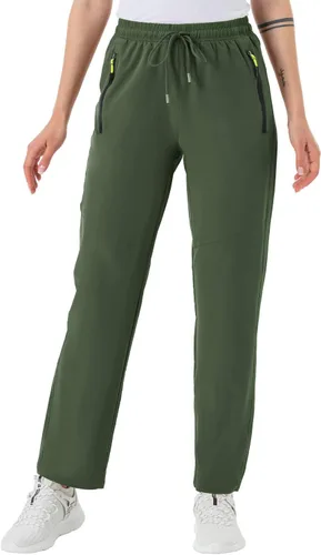 Vista 2 de BGOWATU Pantalones cargo de senderismo para mujer, de secado rápido, ligeros, resistentes al agua, con bolsillos con cremallera