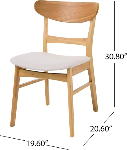 Vista 3 de Christopher Knight Home Idalia - Juego de 2 sillas de comedor, color beige claro y acabado en roble
