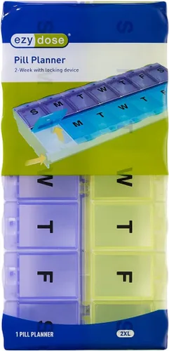 Vista 4 de EZY DOSE (14-Day) AM/PM Pill Case, Medicine Planner, Vitamin Organizer Box, 2X-Large Locking Compartments to Secure Prescription Medication and