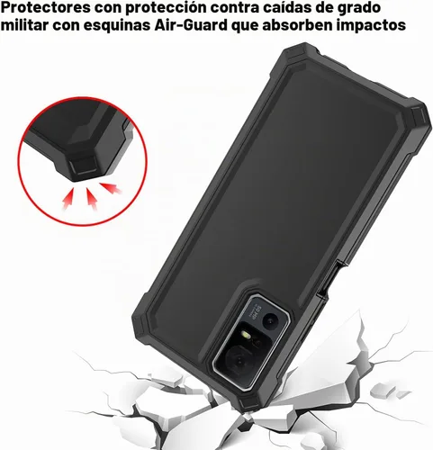 Vista 4 de Ailiber Funda para TCL 40 XL T608M/Jitterbug Smart 4/40T T608DL, color Esquinas Air-Guard y negro