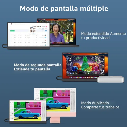 Vista 6 de cocopar Monitor portátil de 15.6 pulgadas 1080P FHD 60Hz 85% sRGB Monitor de viaje con altavoz HDMI USB-C segunda pantalla para computadora portátil