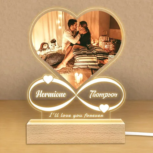 Vista 21 de Regalos de fotos personalizados para novio, novia, mujer, pareja, marcos de fotos personalizados, placa acrílica, luz nocturna para mejor amigo