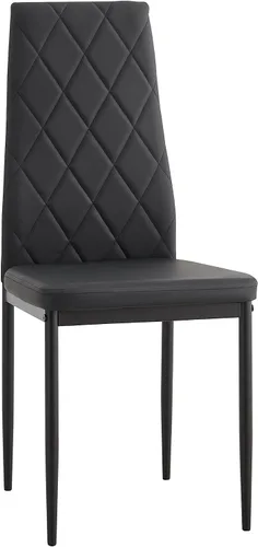 Vista 4 de Yogald - Juego de 4 sillas de comedor modernas con respaldo alto, sillas de comedor de piel sintética con respaldo de rejilla de diamante