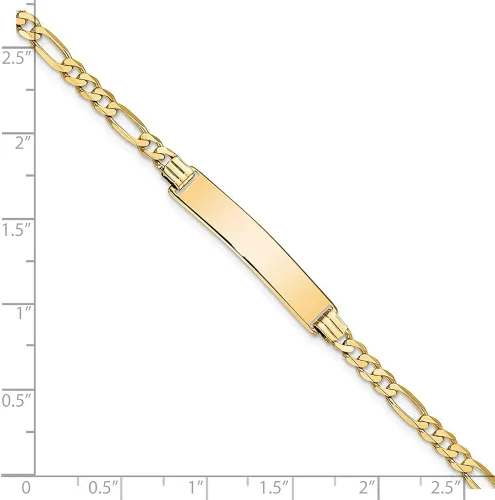 Vista 3 de 14k Yellow Gold Flat Figaro Link ID Bracelet For Women