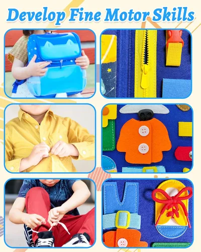 Vista 2 de Exorany Busy Board Juguetes Montessori para Niños Pequeños y Niñas Regalos de Cumpleaños, Juguetes Sensoriales para Niños Pequeños, Actividades