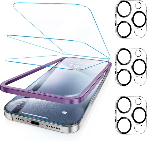 Vista 13 de Fotbor [Paquete de 3 + 3 protectores de pantalla para iPhone Air, antiluz azul, [protección ocular] 9H+ vidrio templado con protector de lente