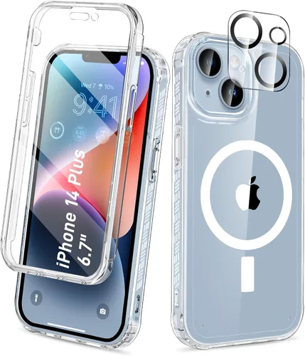 Vista 10 de Funda para iPhone 15 de cuerpo completo, protector de pantalla integrado, con protector de lente de cámara, [antiamarilleamiento], funda protectora