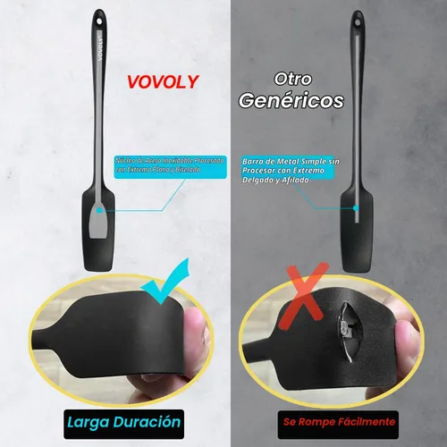Vista 4 de Vovoly Espátula de silicona para frascos, cabeza pequeña con mango largo, espátulas de goma para tarros, licuadoras, botellas, etc. Alta resistencia