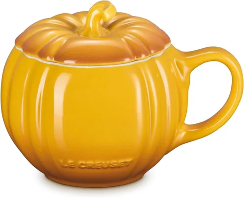 Vista 9 de Le Creuset - Taza de cerámica de calabaza con tapa, 14 onzas, caqui Naranja (Persimmon)