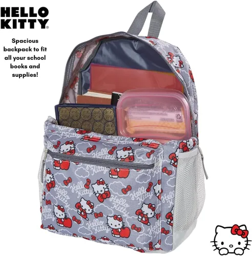 Vista 5 de Fast Forward Mochila Hello Kitty para niñas, 16 pulgadas, rojo y gris