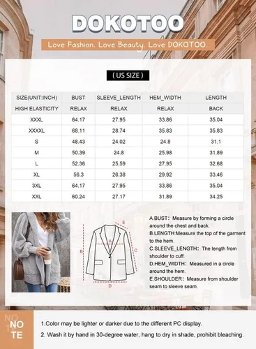 Vista 6 de Dokotoo - Chaqueta de manga larga y de vellón para mujer, cárdigan para el invierno, mullida, color sólido, frente abierto, con capucha