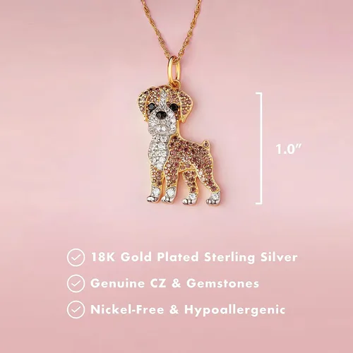 Vista 5 de SCAMPER & CO Dog Breed Pendant Necklace for Women and Girls - Genuine Gemstone and Cubic Zirconia Puppy Charm, Premium Sterling Silver Jewelry Gift