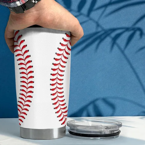 Vista 5 de SANDJEST Vaso de béisbol de 20 onzas con aislamiento de acero inoxidable, taza de viaje, vaso de béisbol para mujeres, hombres, mamá, regalos