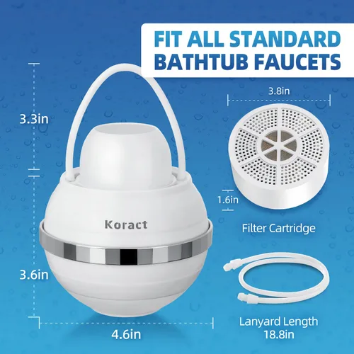 Vista 3 de Filtro de baño para grifo de bañera con desbordamiento, filtro de agua de bañera de 8 etapas para eliminar contaminantes, cloro y fluoruro