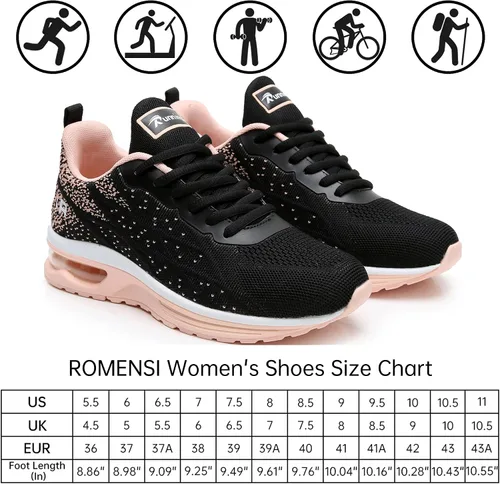 Vista 5 de RomenSi Tenis deportivos para mujer, transpirables, de moda, para gimnasio, caminar, tenis (talla 5.5-10 B (M) de EE. UU