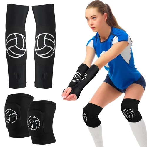Vista 8 de Hungdao 1 juego de rodilleras de voleibol y mangas de brazo de voleibol Clásico