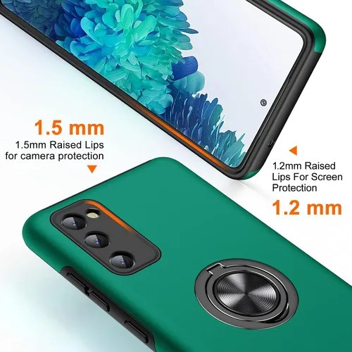 Vista 3 de JAME Funda para Samsung Galaxy S20 FE, Samsung S20 FE 5G con soporte giratorio, TPU suave resistente a los golpes y funda delgada para Galaxy S20 FE