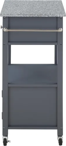 Vista 3 de OSP Home Furnishings Fairfax Farmhouse - Carrito de cocina con parte superior de granito, armario de almacenamiento rodante con toallero, estante