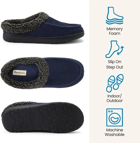 Vista 3 de Dearfoams Zapatilla de casa tipo zueco para hombre Brendan de espuma viscoelástica transpirable para interiores y exteriores con anchos amplios