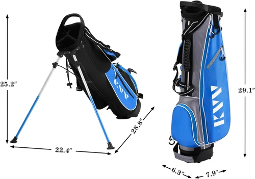 Vista 3 de KVV Bolsa de soporte de golf junior, bolsa de soporte de golf ligera para niños de 4-6/7-9/10-12 años