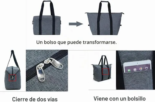Vista 8 de Bolsas enfriadoras de compras aisladas con cremallera superior para comestibles, bolsa de espuma térmica reutilizable para viajes, picnic