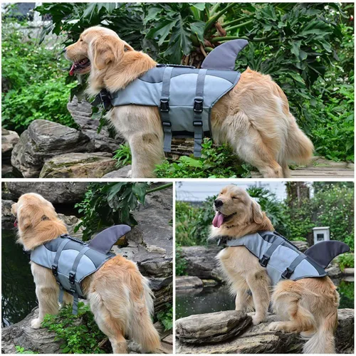 Vista 2 de Chaleco salvavidas ajustable para perros para nadar, secado rápido, chaleco con asa de seguridad